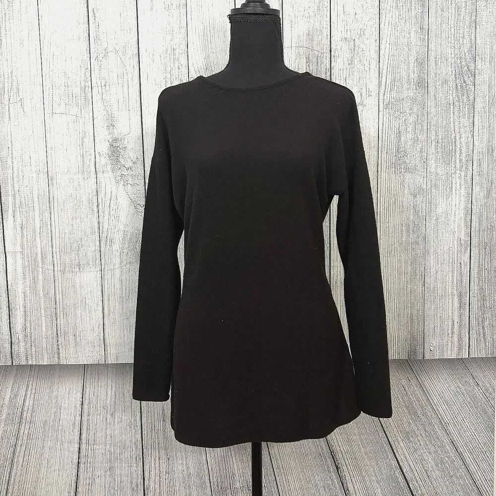 NWT J. Crew Women's XS Black Reversible Tunic Long Sleeve Sweater Timeless Chic
